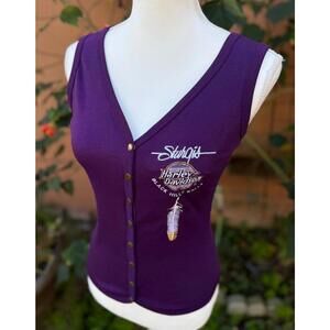 Harley Davidson Purple Button Up Tank Top Size S